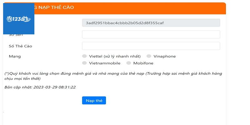 Hướng dẫn quy trình Nạp Tiền 123b dễ dàng
